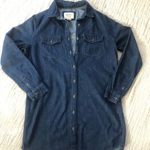 Denim long-sleeve button down dress/top